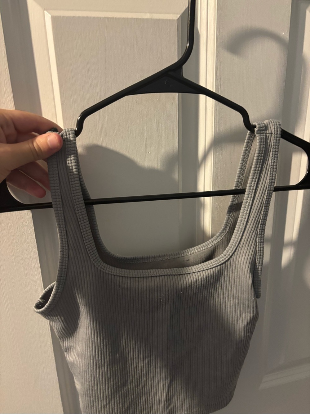 Hollister Ribbed Square-Neck Tank - Gray xs
